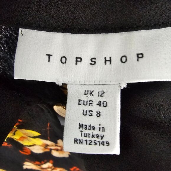 Topshop Dress Maxi Black Yellow Retro Goth Boho Floral Grunge 12 - Picture 8 of 10